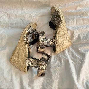 Vince Stefania Snake Print Jute Espadrille Wedge
